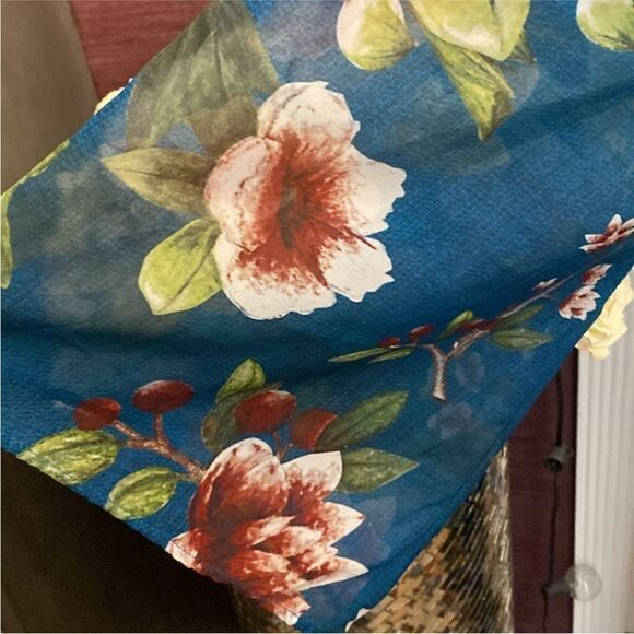 Agua Bendita Blue and Green peacock  print Kimono, one size - Picture 7 of 9